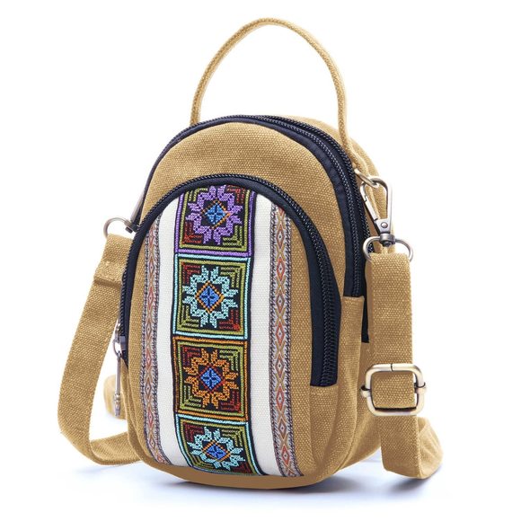 Canvas Cell Phone Purse Crossbody Bag Embroidered Small Shoulder Bags V o_o - Picture 1 of 5